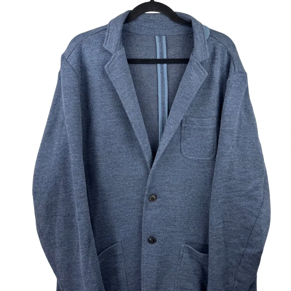 Faherty Knit Blazer Sweater Mens XL Blue Cotton Blend Casual Sport Coat Jacket